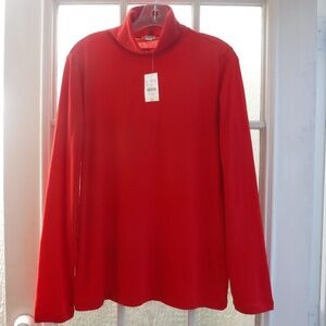 J.Crew Red Color Turtleneck Long Sleeve Cotton Shirt